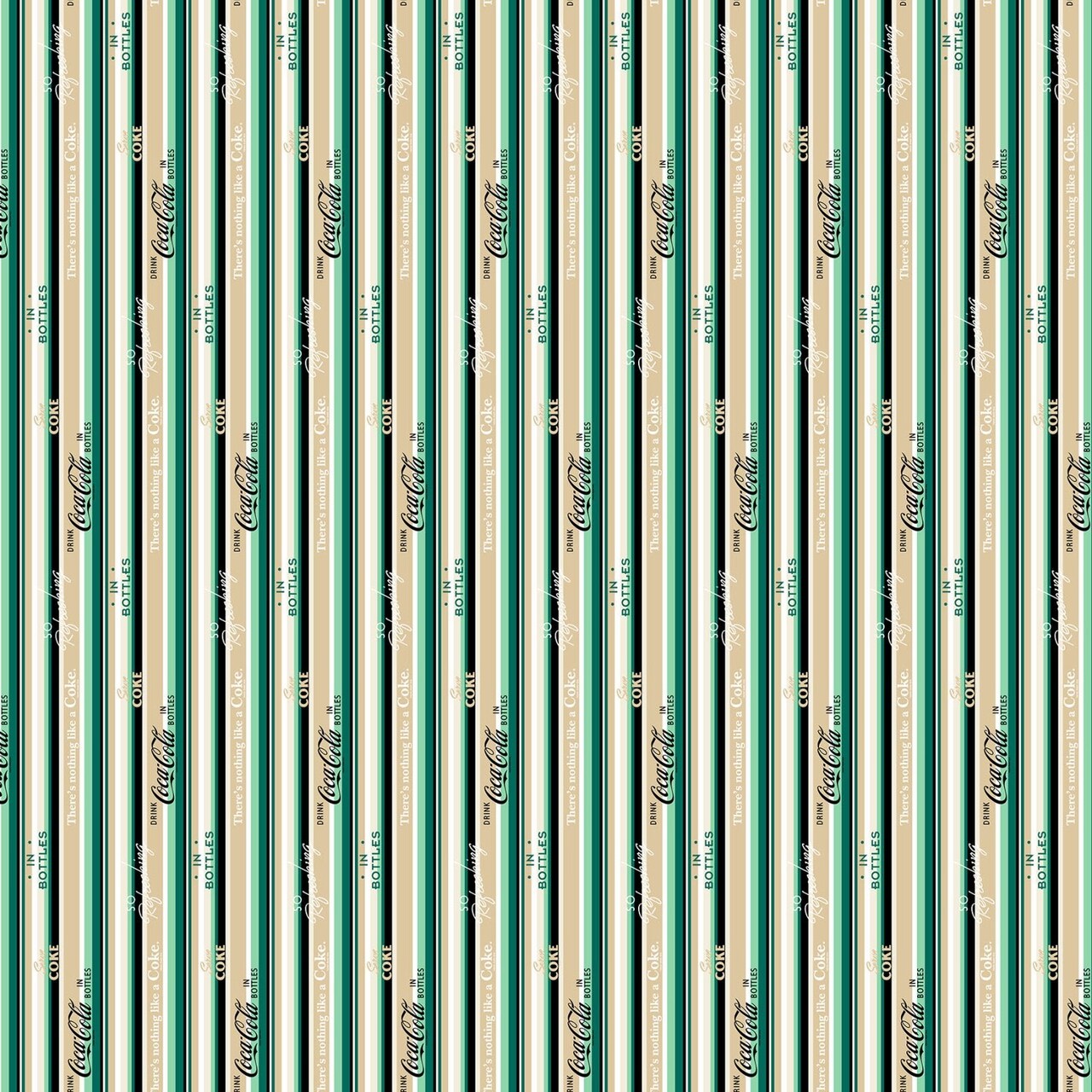 Fabric Northcott Green Stripes Coca Cola by the Quarter Yard CC1002-12